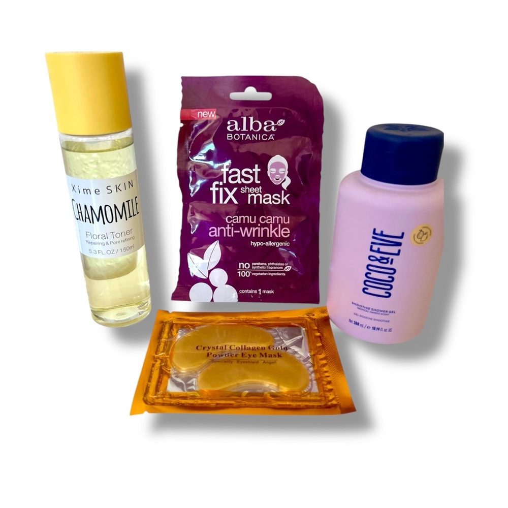 4 Pcs Bundle, Coco & Eve Gel Chamomile Toner 24K eye & anti-wrinkle mask